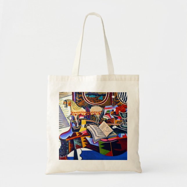 Tote Bag Joan Miro Horse Pipe et Fleur rouge (Devant)