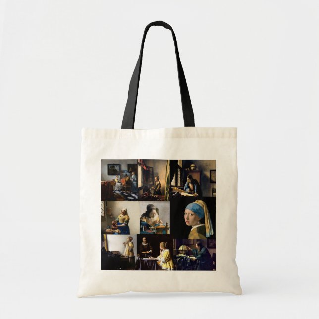 Tote Bag Johannes Vermeer - Patchwork de chefs-d'oeuvre (Devant)