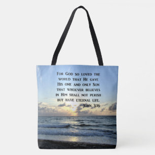 TOTE BAG JOHN 3:16 PHOTO DE LA SCRIPTURE DES SKIES BLEUS
