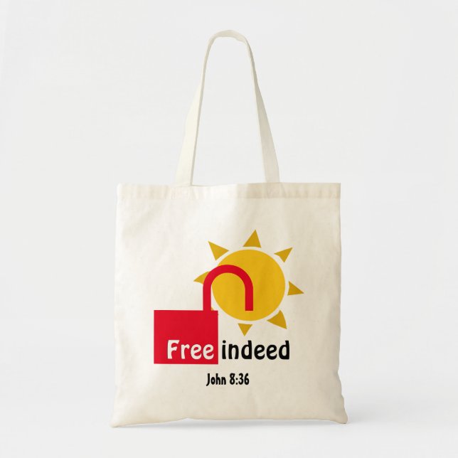 Tote Bag John 8:36 LIBRE EN EFFET Personnalisable Christian (Devant)