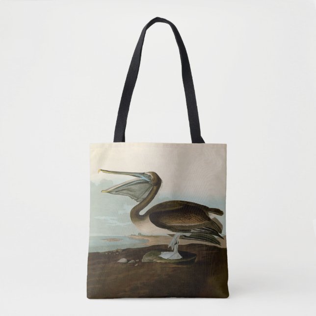 Tote Bag John James Audubon Peinture Pélicane Brown (Devant)