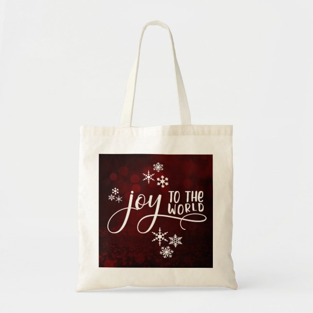 Tote Bag Joie à la typographie mondiale et aux flocons de n (Devant)