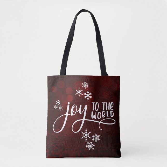 Tote Bag Joie à la typographie mondiale et aux flocons de n (Devant)