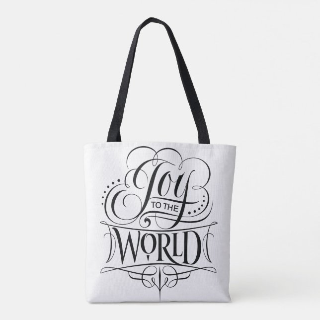 Tote Bag Joie au monde Calligraphie de Noël Blanc (Dos)