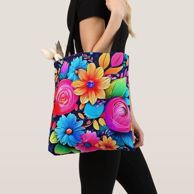 Tote Bag Joie d'Art Floral Vibrant (De près)