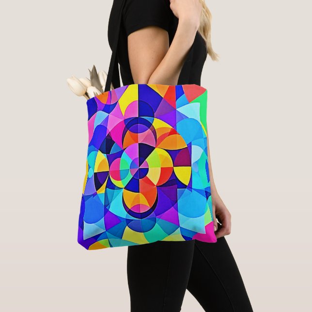 Tote Bag Joie géométrique vive (De près)