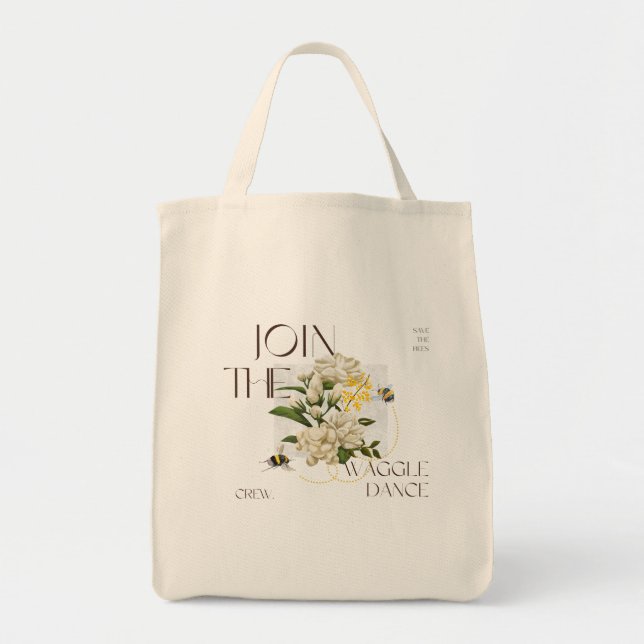 Tote Bag Join the Waggle DanceElegant gift for natural love (Devant)