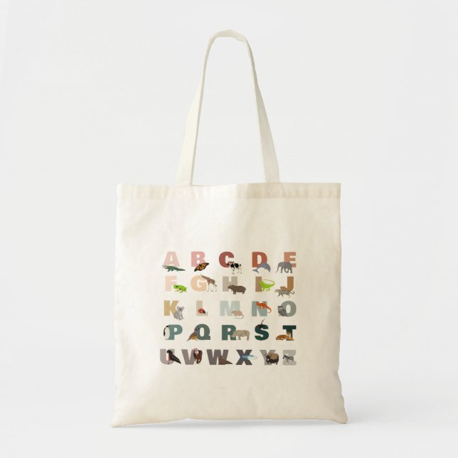 Tote Bag Joli Alphabet ABC Animaux (Devant)