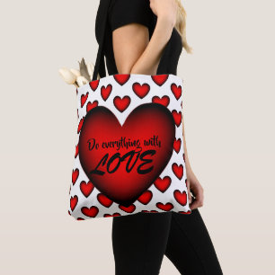 Tote Bag Joli Amour Éternel Motivation Coeur Rouge Heureux