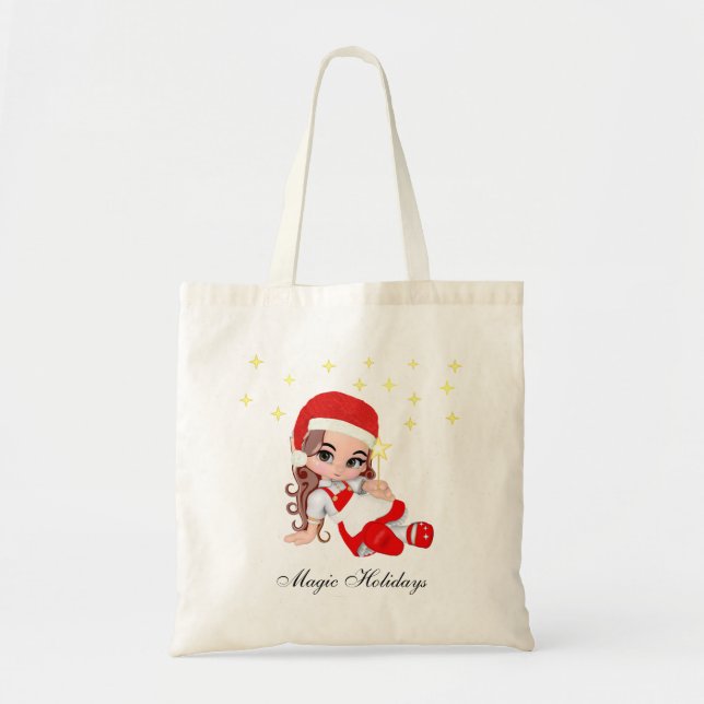 Tote Bag Joli ange fée de Noël & étoiles (Devant)