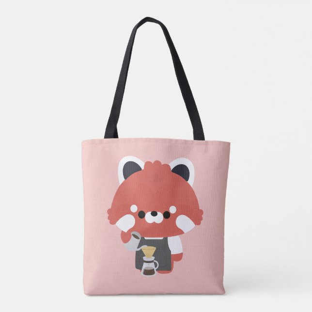 Tote Bag Joli Barista Panda Rouge (Dos)
