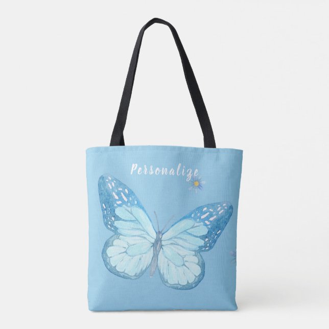 Tote Bag Joli Bébé Bleu Papillon Floral Design (Dos)