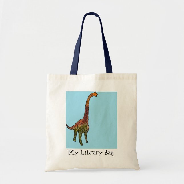 Tote Bag Joli bleu enfants brachiosaurus dinosaure art (Devant)