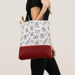 Tote Bag Joli bloc de couleurs de houx et de baies à l'aqua