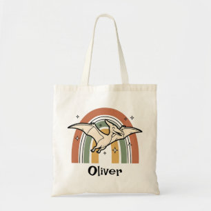 Tote Bag Joli Boho Dinosaure Volant de Terre & Arc-en-Ciel