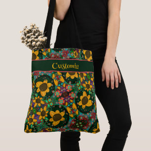 Tote Bag Joli Boho Floral Daisy Personnalisé Inspirivity fo
