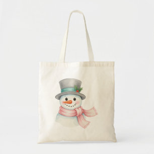 Tote Bag Joli bonhomme de neige à l'aquarelle avec écharpe