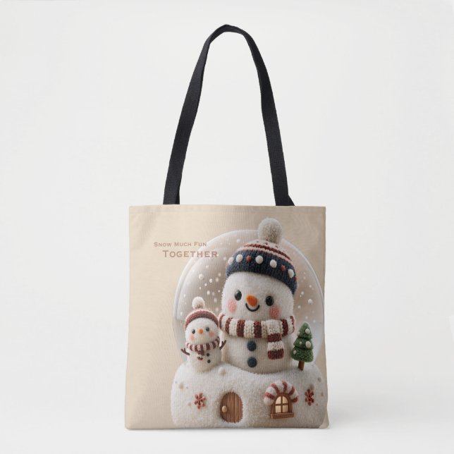 Tote Bag Joli Bonhomme de Neige en Feutre dans un Flacon (Devant)