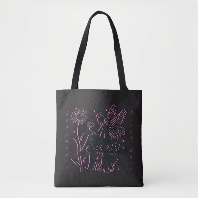 Tote Bag Joli champignon de fée et fille cool fleur (Devant)