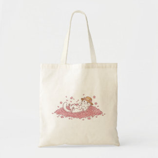 Tote Bag Joli Chat au Chapeau de Paille se Reposant dans le
