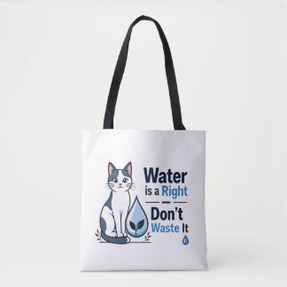 Tote Bag Joli Chat Économisez l'Eau Toile Éco-Responsable