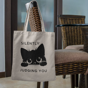 Tote Bag Joli chat noir vous jugeant silencieusement