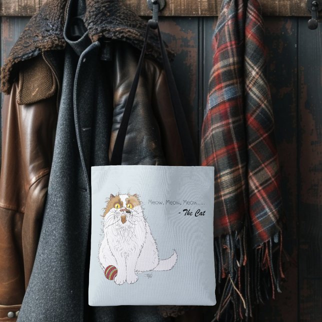 Tote Bag Joli chat persan fluffy drôle miaou bleu (Créateur téléchargé)