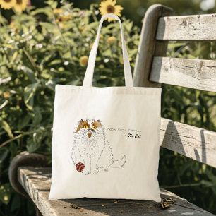 Tote Bag Joli chat persan fluffy drôle miaou bleu