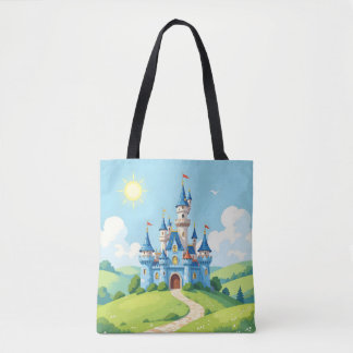 Tote Bag Joli château bleu et blanc