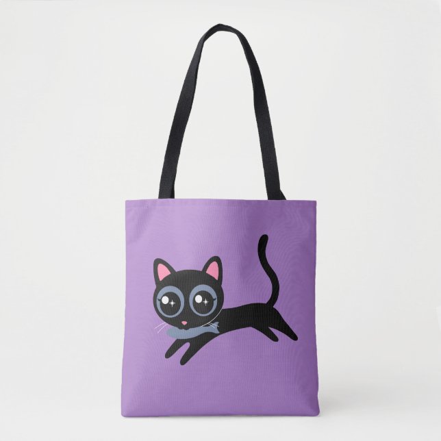 Tote Bag Joli chaton avec poisson (Devant)
