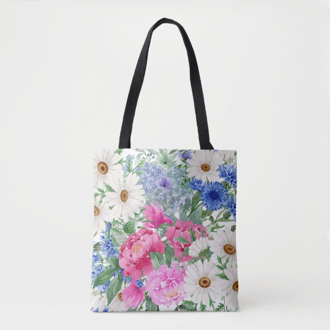 Tote Bag Joli chic Fleurs élégantes Fête des Mères (Devant)