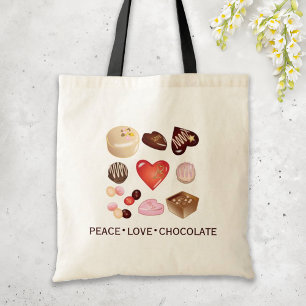 Tote Bag Joli Chic Paix Amour Chocolat Bonbon Cœur