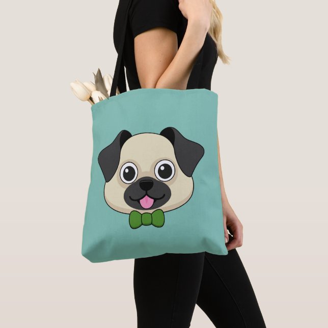 Tote Bag Joli chien Carlin avec Papillon (De près)