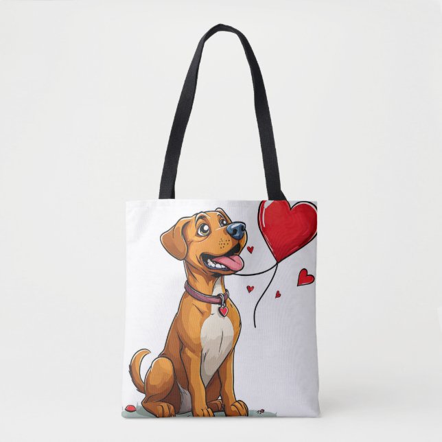 Tote Bag Joli chien de la Saint-Valentin (Devant)
