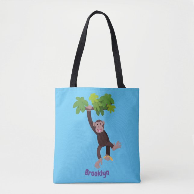Tote Bag Joli chimpanzé dans la jungle suspendu dessin anim (Devant)