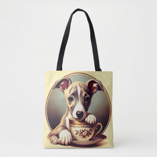 Tote Bag Joli chiot Whippet (Devant)