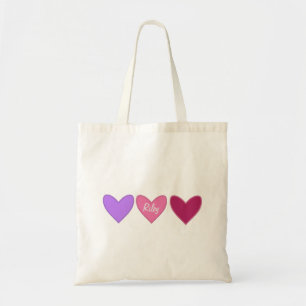 Tote Bag Joli Coeur rose et violet Saint Valentin