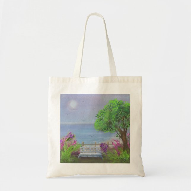 Tote Bag Joli Coin Salon Floral En Bord De Mer (Devant)