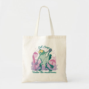 Tote Bag Joli couple de grenouilles avec champignons Danse