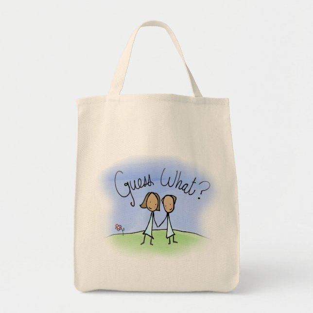 Tote Bag Joli Couple Lesbien Devinez Quoi (Devant)