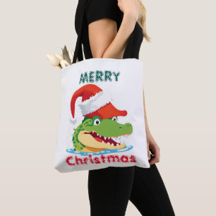 Tote Bag Joli crocodile alligator Noël Safari Père Noël