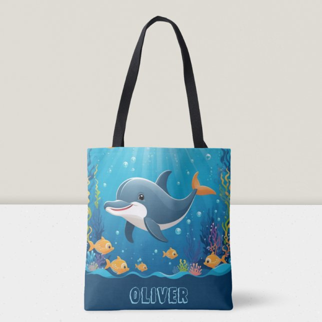 Tote Bag Joli dauphin aquarelle personnalisé (Créateur téléchargé)