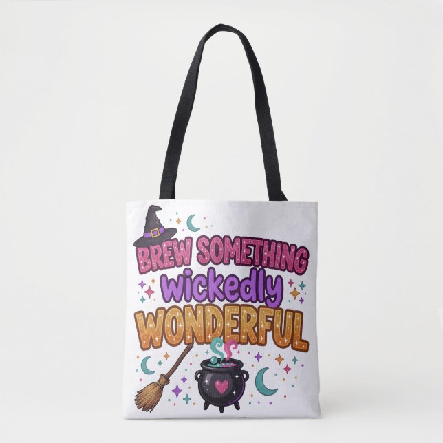 Tote Bag Joli design Halloween avec paillettes (Devant)