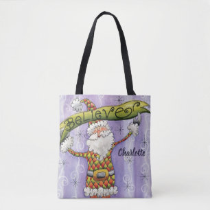 Tote Bag Joli dessin animé de Noël, je crois au Père Noël