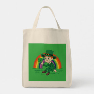 Tote Bag Joli dessin animé leprechaun avec shamrock et arc-