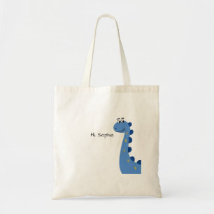 Tote Bag Joli Dinosaure Bleu - Nom personnalisé Sophia