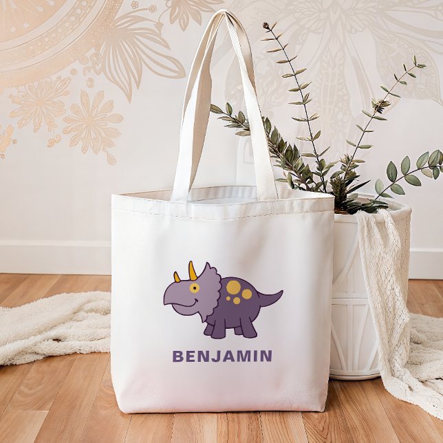 Tote Bag Joli dinosaure violet pour enfants (Créateur téléchargé)