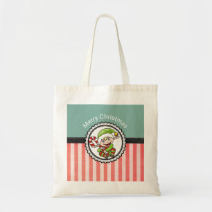 Tote Bag Joli elfe de Noël avec Sucre de canne Joyeux Noël