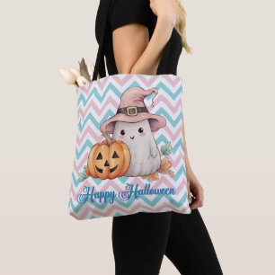 Tote Bag Joli fantôme et citrouille Joyeux Halloween