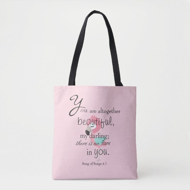Tote Bag Joli Flamant rose rose Bible Verse (Devant)